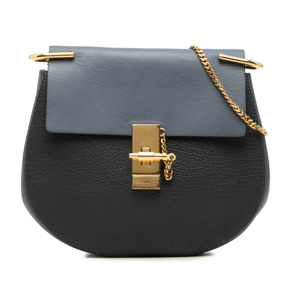 Pre-Loved Chloé Small Bicolor Smooth and Grained Calfskin Drew Crossbody